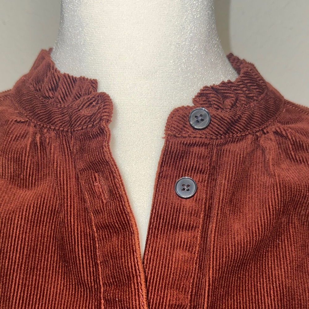 Boden Copper Burgundy Ellen Fine Corduroy Tiered Maxi Long Sleeve Shirt Dress - Picture 5 of 10